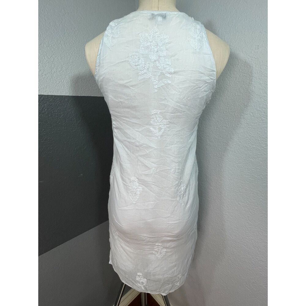 Juliet Dunn London White Embroidered Sleeveless Mini Dress Size 1 S Resort Boho - Picture 2 of 16